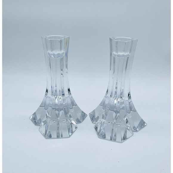 Other - Miller Rogaska Triangle Candlestick Pair-Full Lead Crystal-6"
